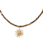 Elegant Sunburst Tiger Eye Beaded Necklace - Image 2