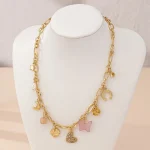 Charming Gold-Tone Mixed Material Necklace - Image 3