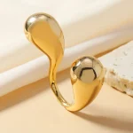 Retro Geometric Alloy Open Rings - Image 3