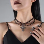 Gothic Double-Layer Cross Pendant Necklace