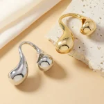 Retro Geometric Alloy Open Rings - Image 2