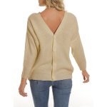 Crew Neck Ribbed Knit Cardigan Black & White Button-Up Knitwear - Image 16