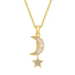 Elegant Crescent Moon and Star Pendant Necklace - Image 2