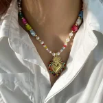 Vibrant Multi-Layered Heart Pendant Necklace - Image 3