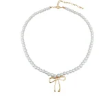Charming Bowknot Imitation Pearl Necklace