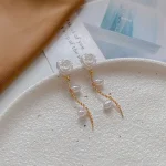 Heart Flower Pearl Ear Studs - Image 13