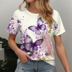 Butterfly Print Basic Tee - Image 11