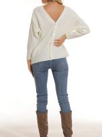Crew Neck Ribbed Knit Cardigan Black & White Button-Up Knitwear - Image 2