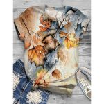 Leaf Print Short Sleeve Tee