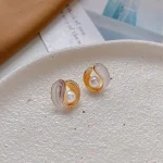 Heart Flower Pearl Ear Studs - Image 15
