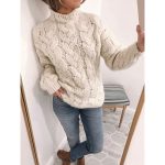 Chunky Knit Turtleneck Cardigan Sweater Yellow, Pink, & Gray - Image 11
