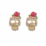 Trendy Skull Earrings with Rhinestone Accents