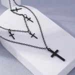 Elegant Multi-Layered Cross Pendant Necklace - Image 3