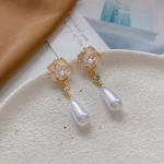 Heart Flower Pearl Ear Studs - Image 27