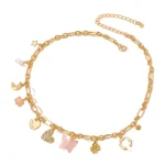 Charming Gold-Tone Mixed Material Necklace