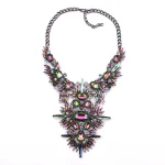 Statement Crystal Necklace with Alloy Chain