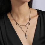 Elegant Multi-Layered Cross Pendant Necklace