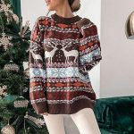 Ugly Christmas Sweater Animal & Snowflake Knit Design Brown & Green - Image 11