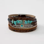 Leather Turquoise Wristband - Image 2
