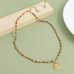 Vintage-Style Sun Pendant Necklace - Image 3