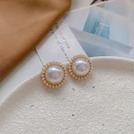 Heart Flower Pearl Ear Studs - Image 7