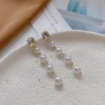 Heart Flower Pearl Ear Studs - Image 14