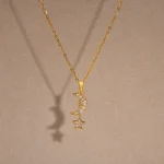 Elegant Crescent Moon and Star Pendant Necklace