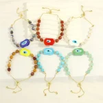 Adjustable Evil Eye Bracelet with Gold Accents - Image 4