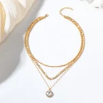 Elegant Layered Rhinestone Pendant Necklace - Image 3