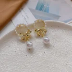 Heart Flower Pearl Ear Studs - Image 23