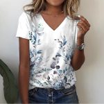 Floral Print Casual V Neck Tee - Image 11