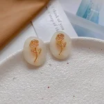 Heart Flower Pearl Ear Studs - Image 24