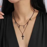 Elegant Multi-Layered Cross Pendant Necklace - Image 2