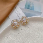 Heart Flower Pearl Ear Studs - Image 20