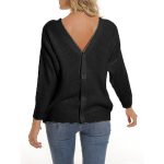 Crew Neck Ribbed Knit Cardigan Black & White Button-Up Knitwear - Image 14