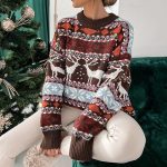 Ugly Christmas Sweater Animal & Snowflake Knit Design Brown & Green - Image 8